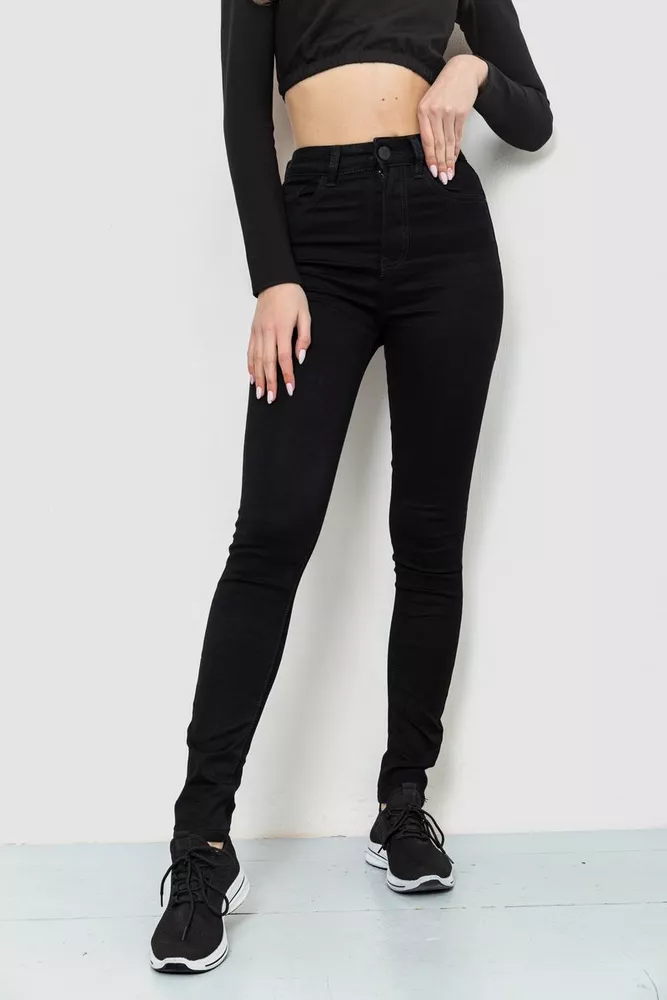 Купити Джинси жіночі стрейч, колір чорний, 214R1442 - Фото №1