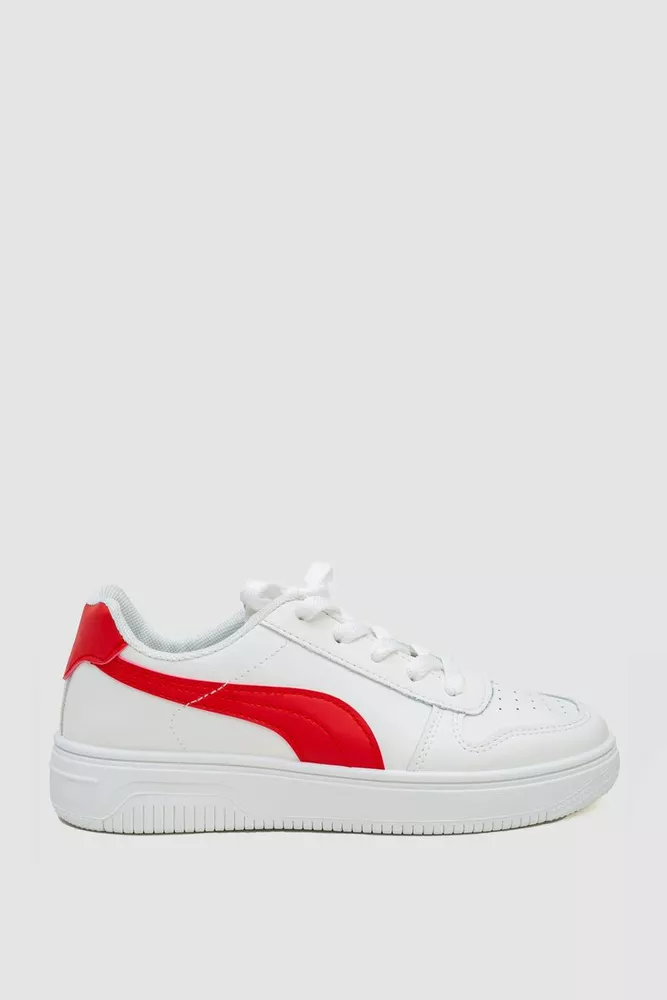 Купити Кеди жіночі на шнурках, колір біло-червоний, 248R151-22 оптом - Фото №1
