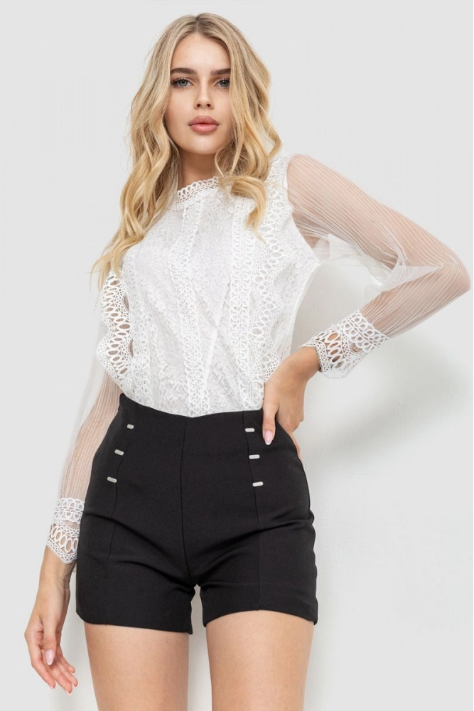 Купити Блуза жіноча гіпюрова, колір білий, 204R155 - Фото №1