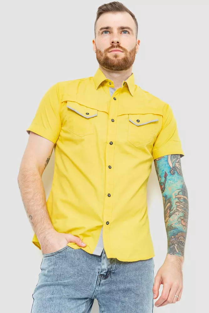 Купити Сорочка чоловіча, колір жовтий, 186R3161 - Фото №1