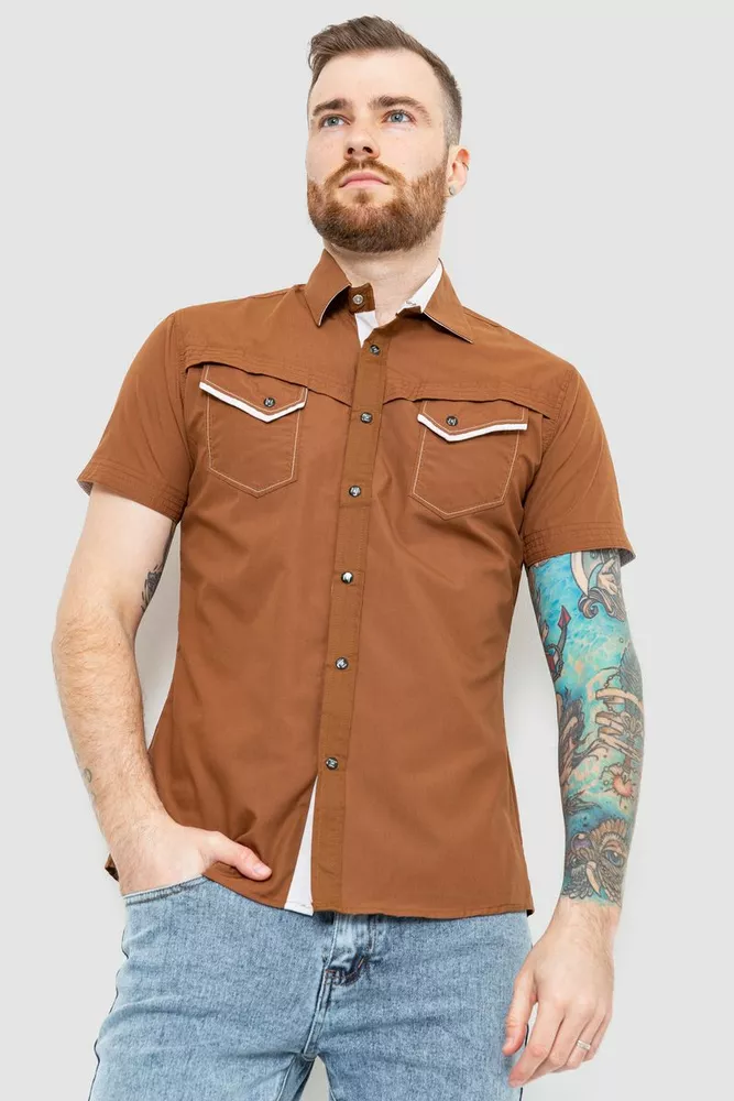 Купить Рубашка мужская, цвет коричневый, 186R3161 оптом - Фото №1