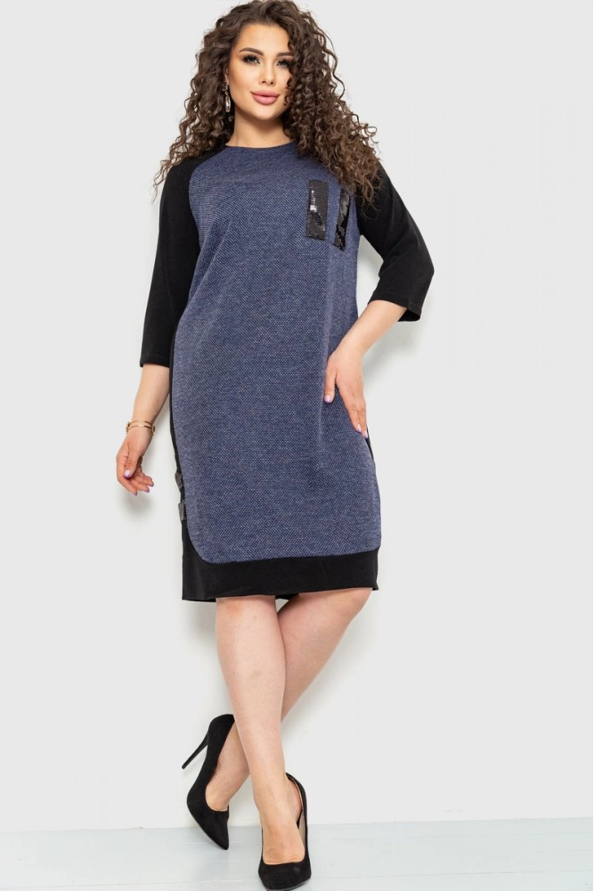 Купити Сукня, колір чорно-синій, 183R609 - Фото №1
