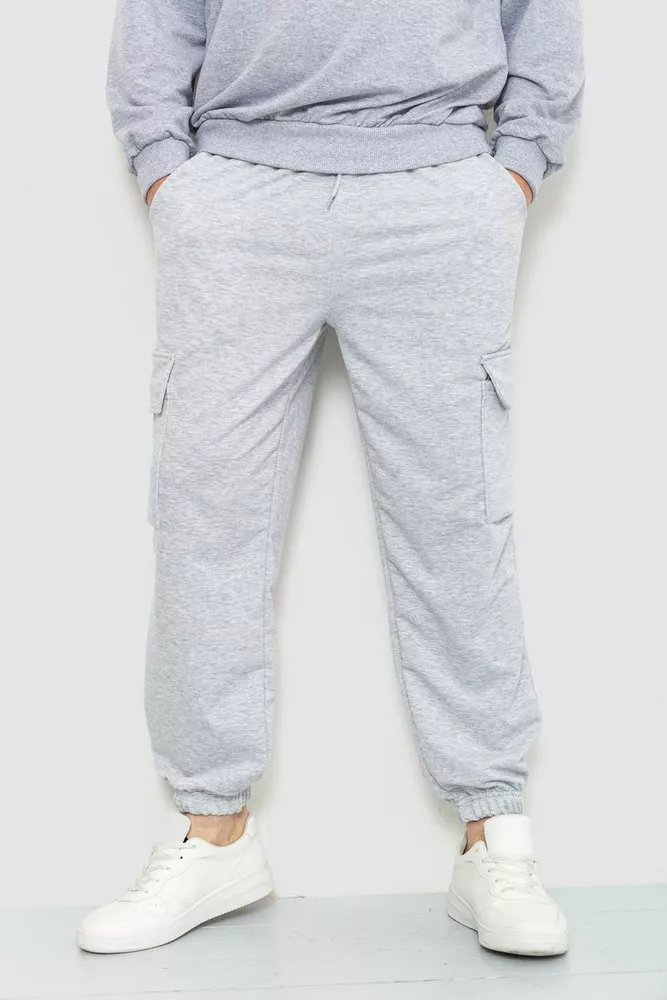Купить Спортивные штаны мужские двухнитка, цвет светло-серый, 241R0651-1 - Фото №1