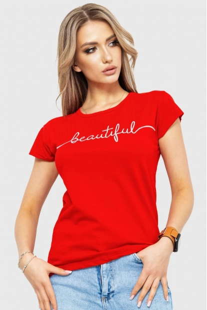 Жіноча футболка, колір червоний, 190R106