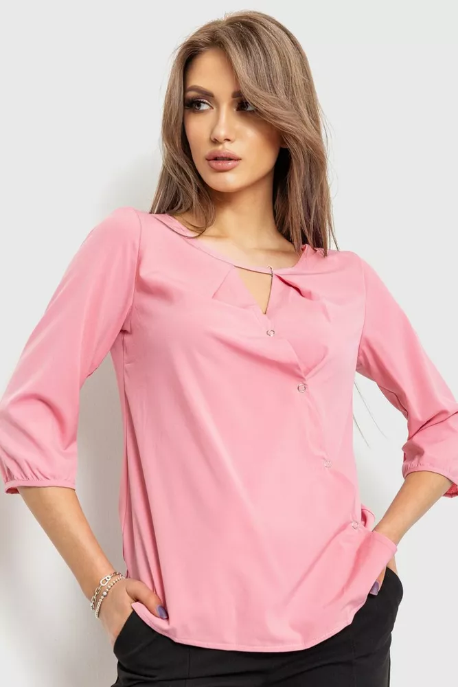 Купити Блуза однотонна, колір рожевий, 230R90 - Фото №1