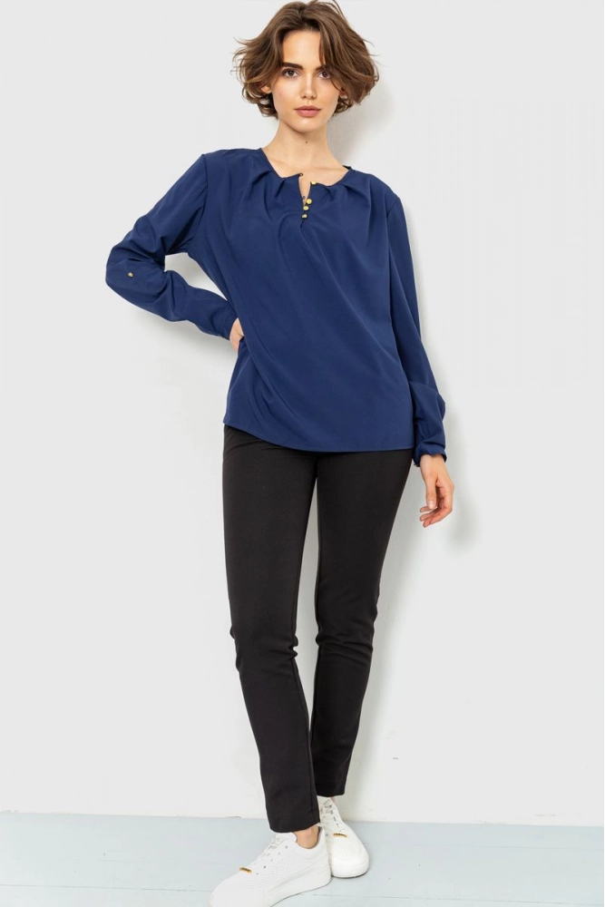 Купити Блуза однотонна, колір темно-синій, 230R1122-3 - Фото №1