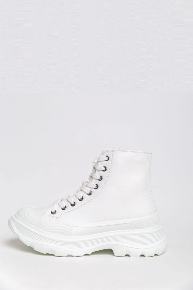 Купить Ботинки женские на шнурках, цвет белый, 209R166-31 оптом - Фото №1