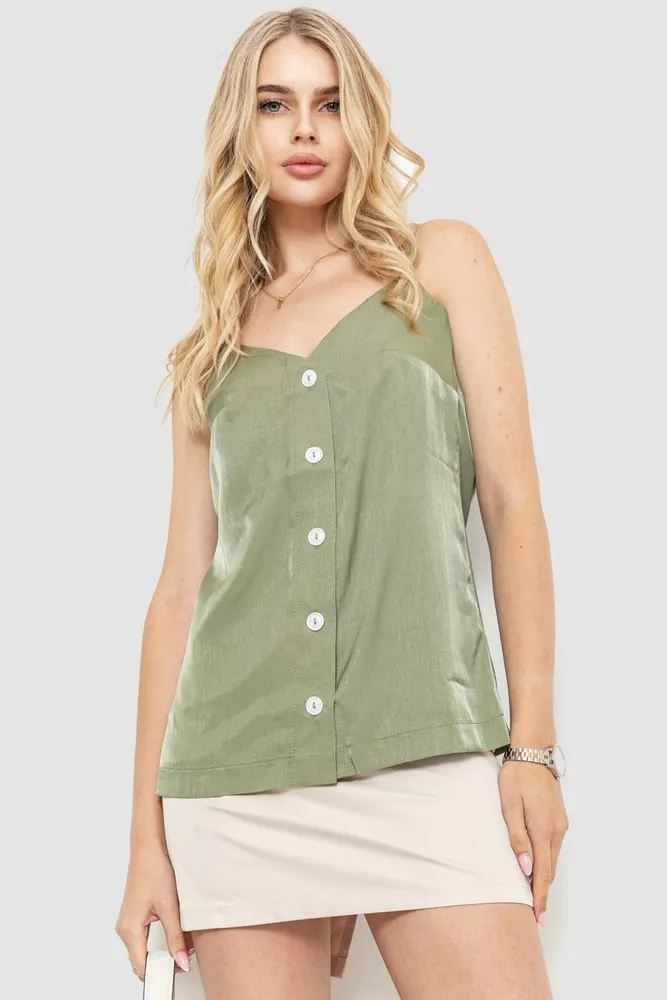 Купити Блуза на бретелях, колір оливковий, 102R215 - Фото №1