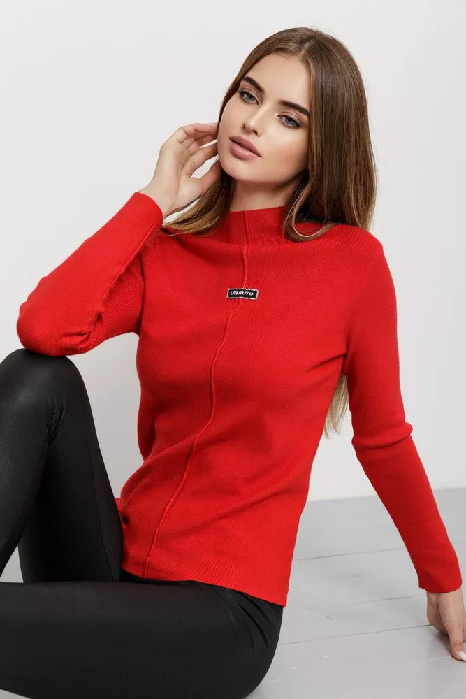 Купить Гольф женский трикотажный  -уценка, цвет красный, 204R008-U-5 - Фото №1