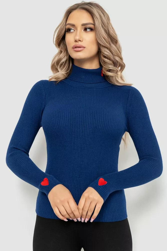 Купити Гольф жіночий однотонний  -уцінка, колір синій, 204R052-U-3 - Фото №1