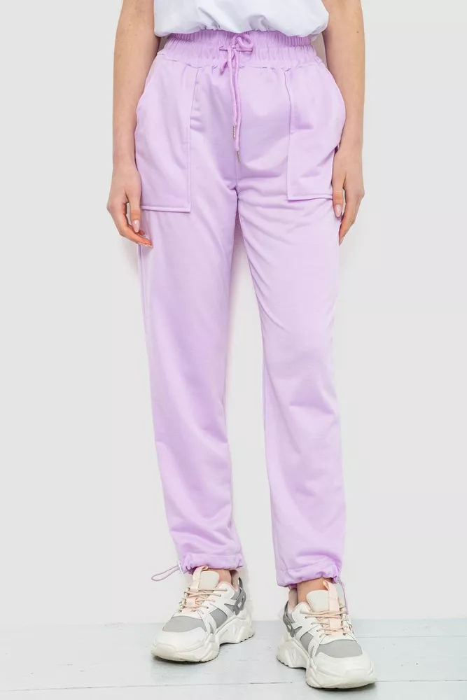 Купить Спорт штаны женские однотонные, цвет сиреневый, 129RH017 - Фото №1