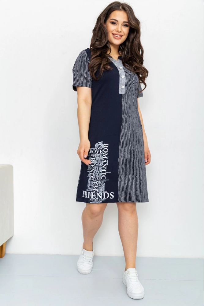 Купити Сукня жіноча повсякденна в смужку, колір темно-синій, 219RT-428 оптом - Фото №1