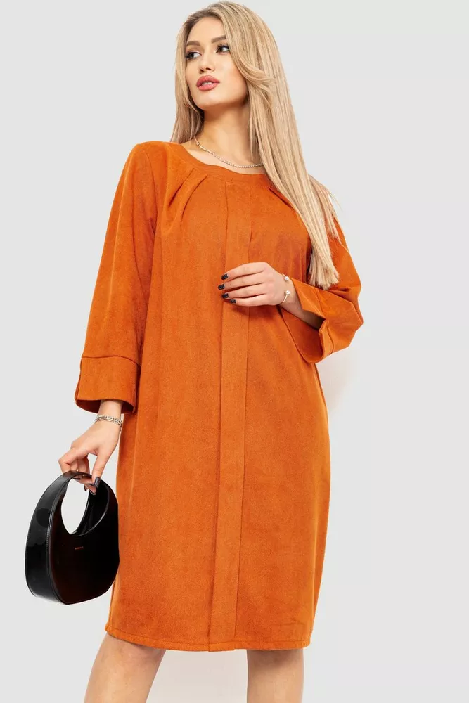 Купити Сукня жіноча вільного крою, колір теракотовий, 183R684 - Фото №1
