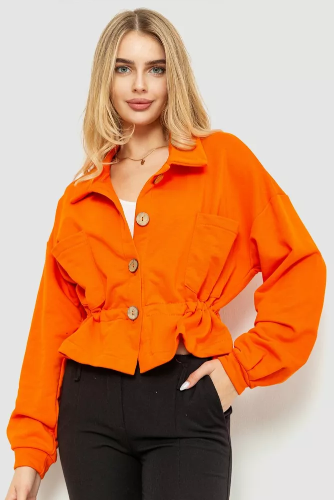 Купить Жакет женский двухнитка, цвет оранжевый, 115R0519 - Фото №1