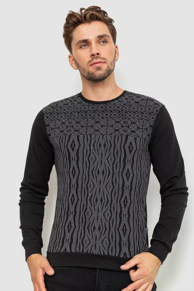 Купить Пуловер мужской с пинтом, цвет черно-серый, 235R22266 оптом - Фото №1
