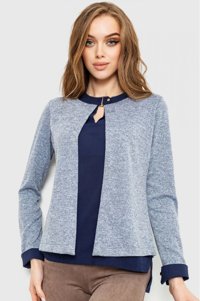 Купити Блуза жіноча обманка, колір синій, 230R53-2 - Фото №1
