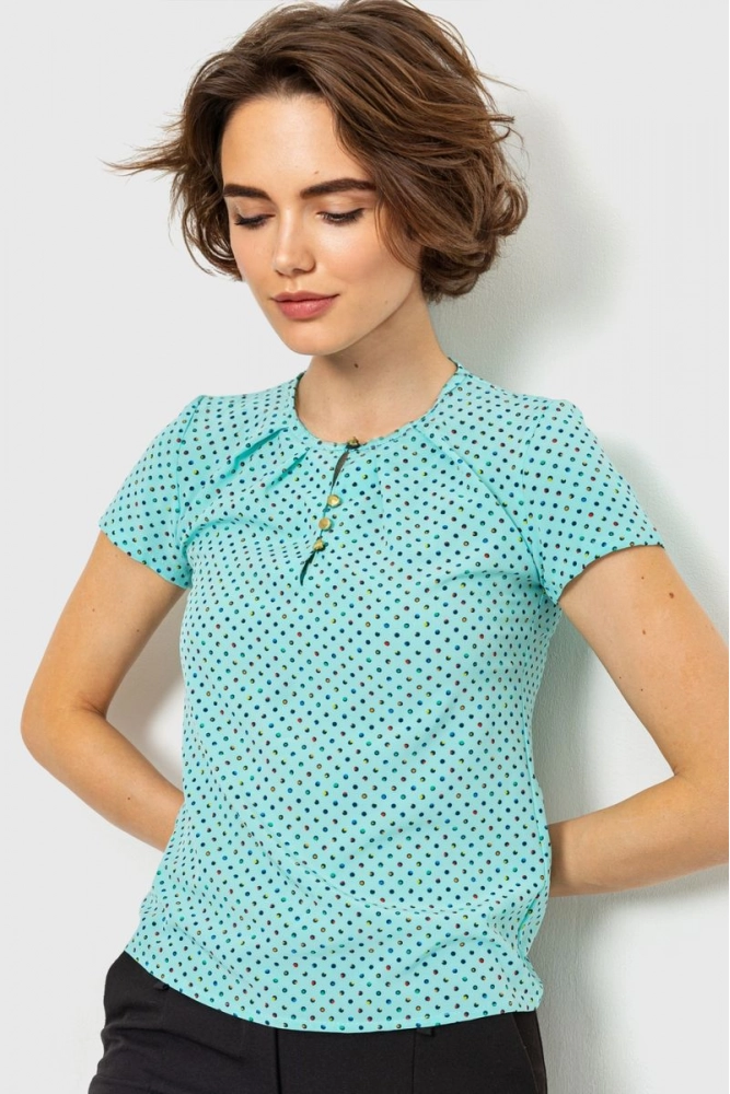 Купити Блуза, колір м'ятний, 230R122-1 - Фото №1