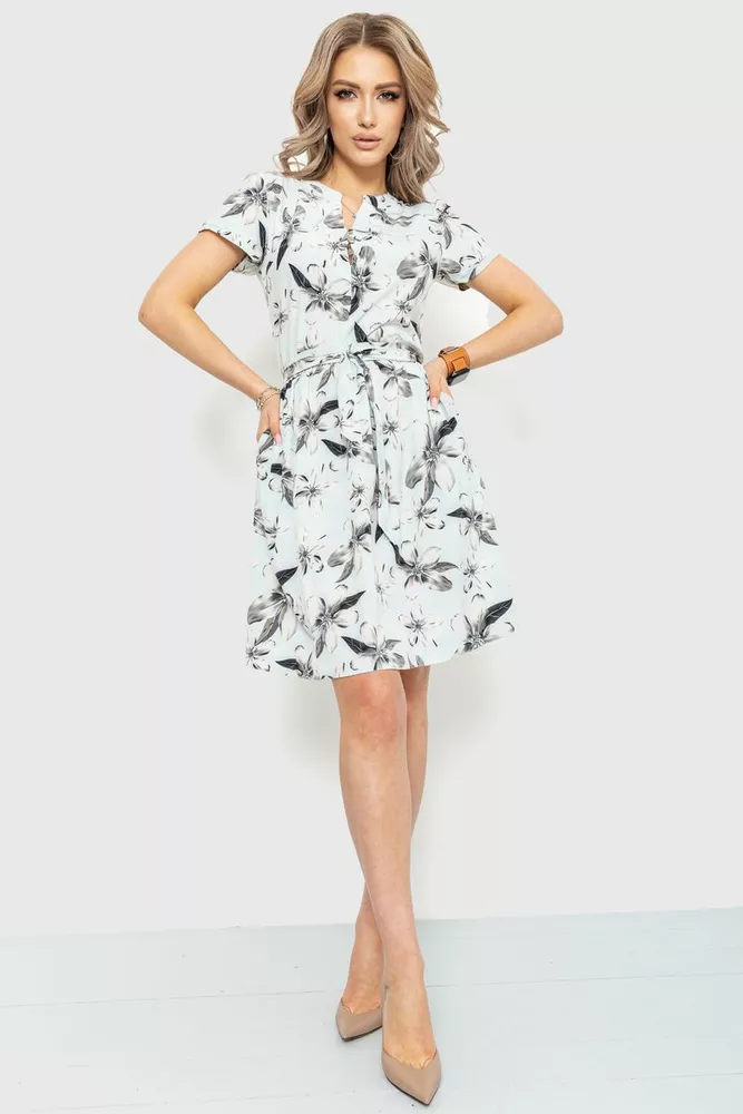 Купити Сукня з принтом, колір м'ятно-сірий, 230R006-8 - Фото №1