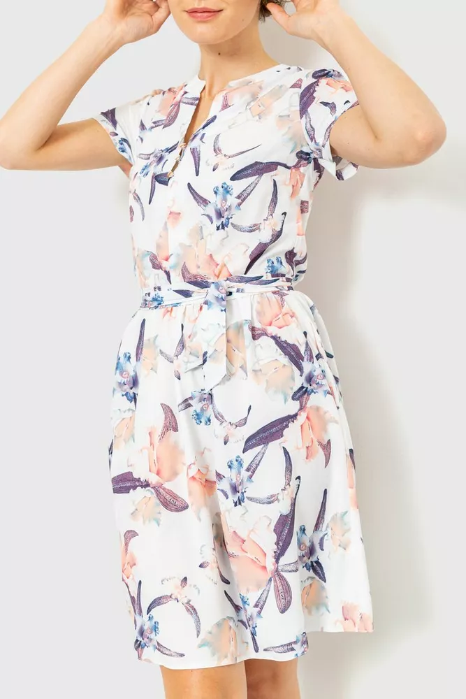 Купити Сукня з принтом, колір молочно-персиковий, 230R006-8 - Фото №1