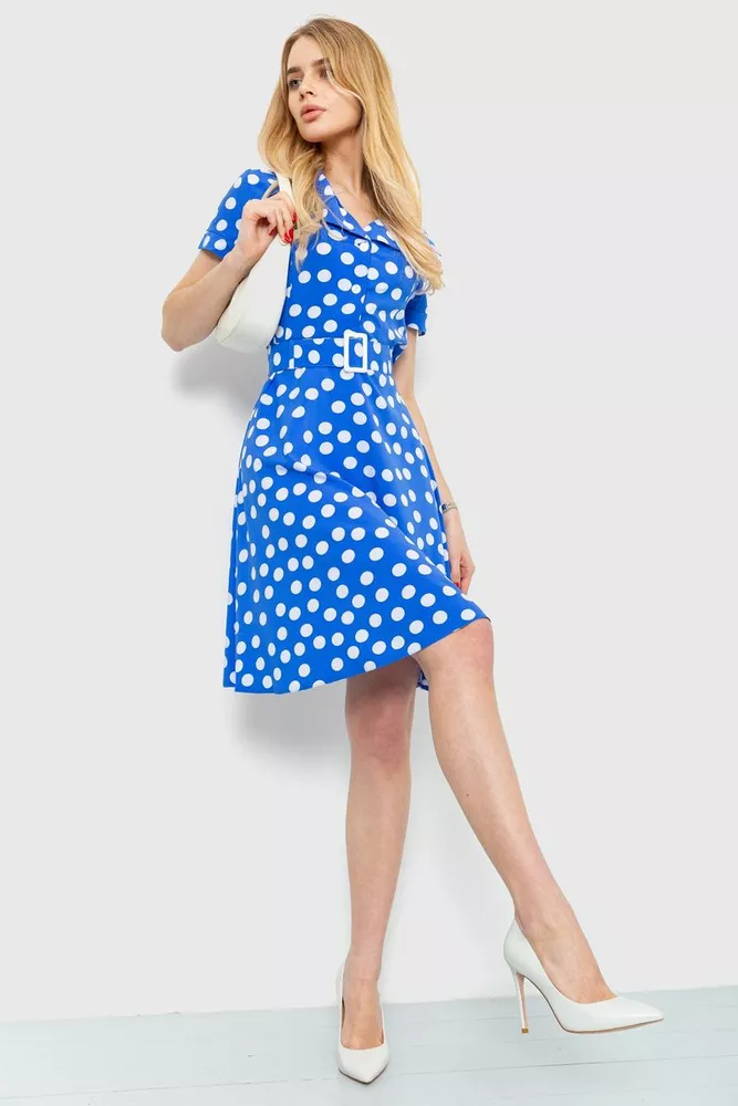 Купити Сукня у горох, колір синій, 230R024-8 - Фото №1