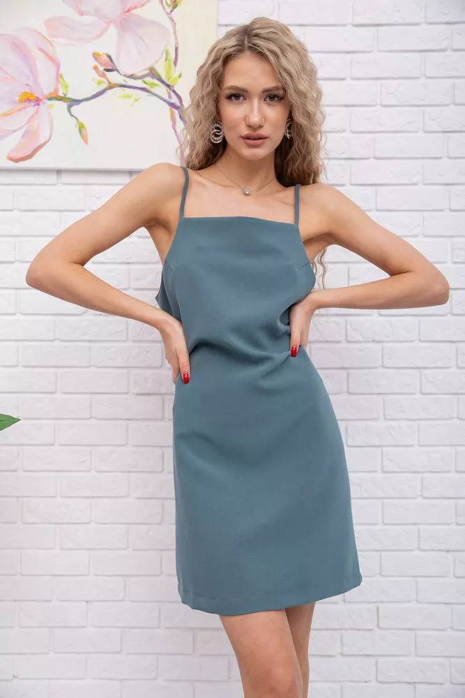 Купити Міні-сукня на бретелях оливкового кольору 115R0464-1 оптом - Фото №1