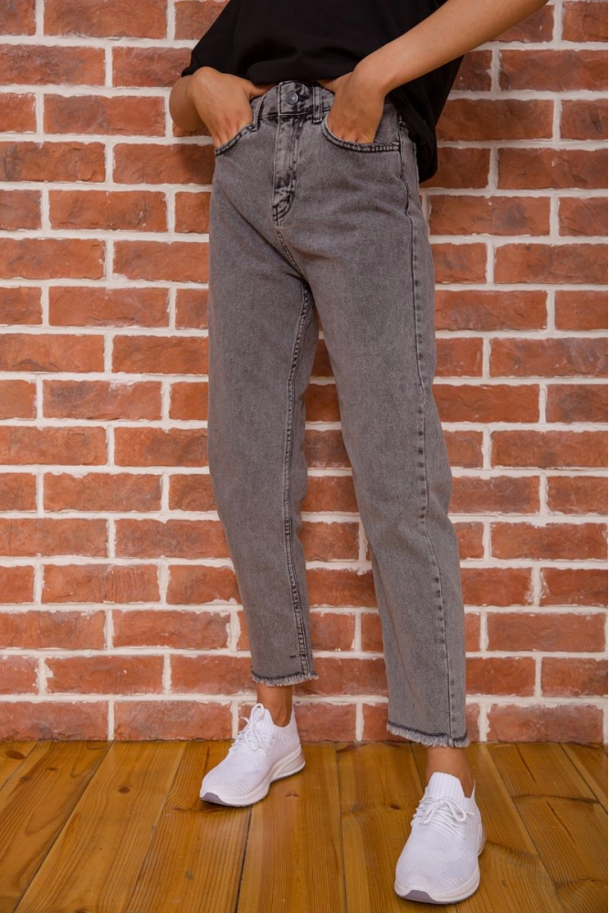 Купить Женские джинсы МОМ американки серого цвета 198R5006 - Фото №1