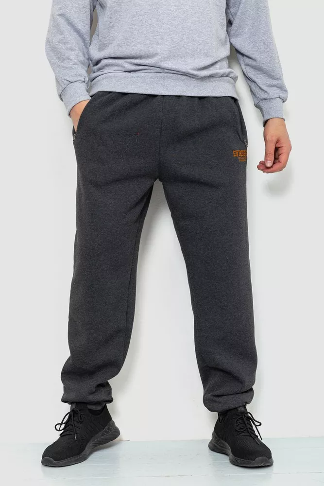 Купить Спорт штаны мужские на флисе, цвет темно-серый, 244R41515 - Фото №1