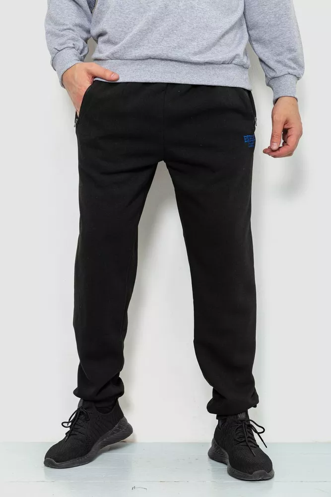Купить Спорт штаны мужские на флисе, цвет черный, 244R41515 - Фото №1