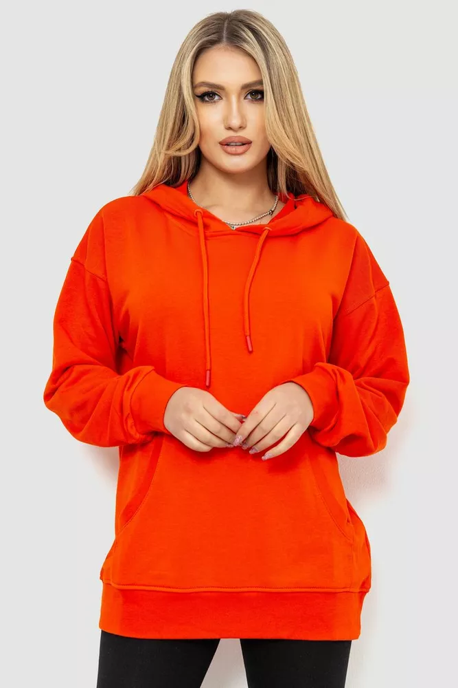 Купити Худі жіночий турецька петля, колір помаранчевий, 129R002 оптом - Фото №1