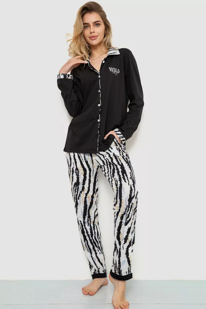Купити Піжама жіноча, колір чорно-бежевий, 219RP-10172 - Фото №1