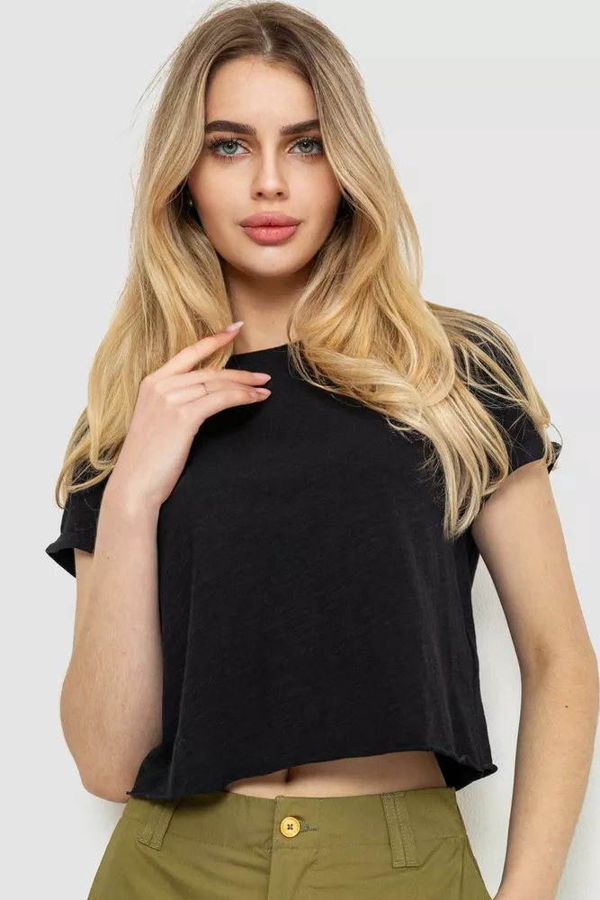 Купить Топ-футболка женская, цвет черный, 244R162 - Фото №1