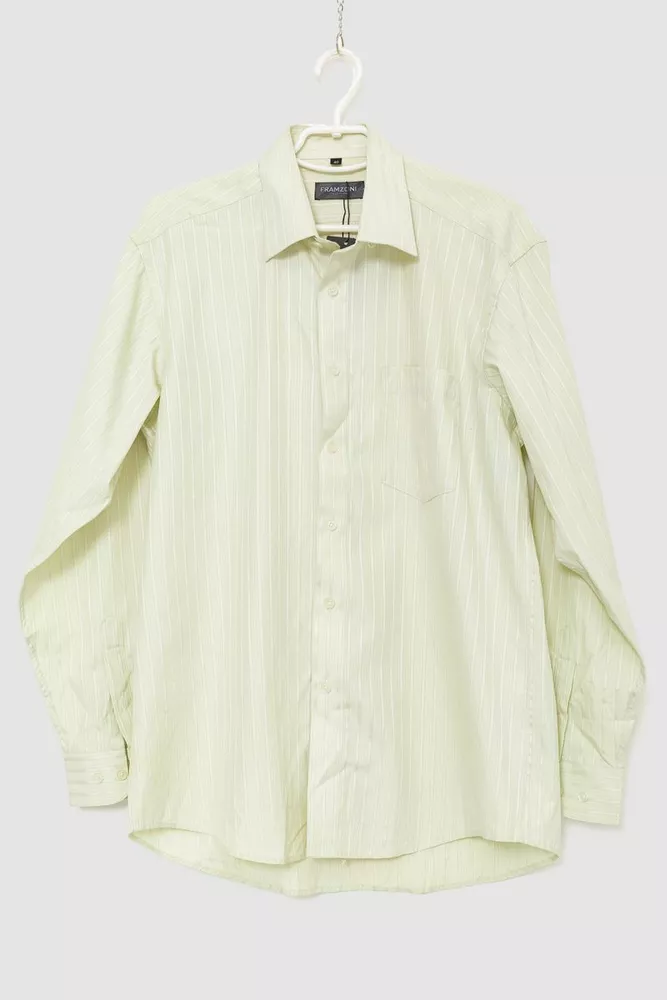 Купить Рубашка мужская в полоску  -уценка, цвет светло-оливковый, 201R108-U - Фото №1