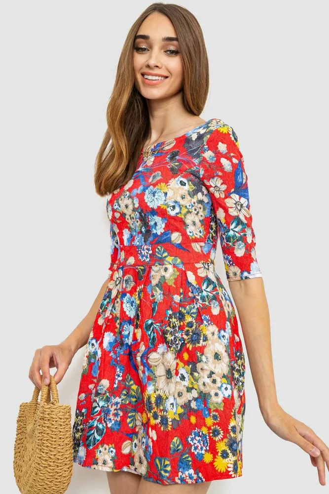 Купить Платье нарядное короткое, цвет красно-синий, 186R310 - Фото №1