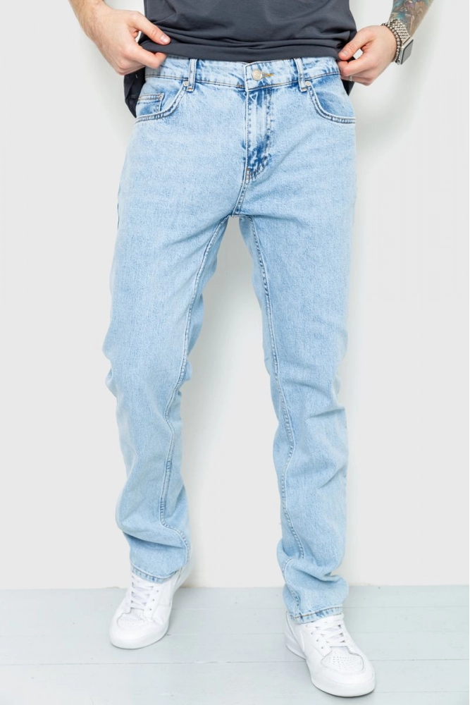 Купить Джинсы мужские однтонные, цвет голубой, 157R3721 - Фото №1