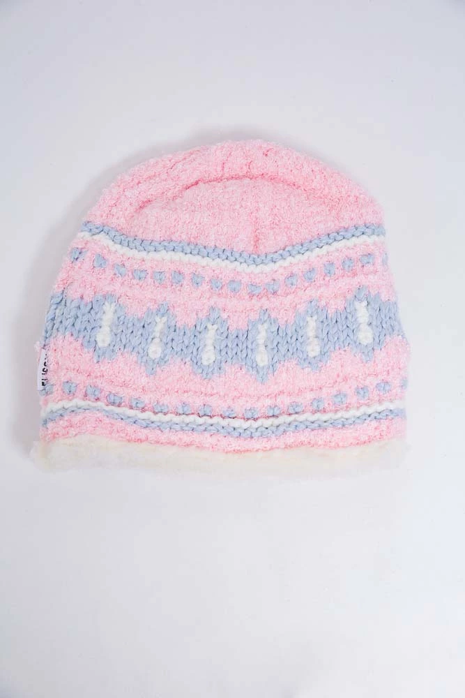 Купить Детская шапка, розового цвета с узором, 167R7781 - Фото №1