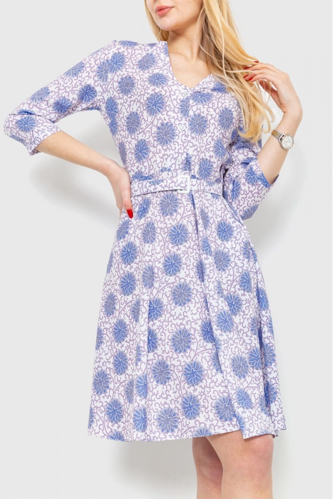 Купити Сукня з поясом, колір молочно-синій, 230R032-1 - Фото №1