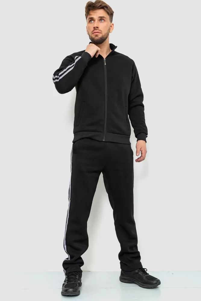 Купить Спорт костюм мужской на флисе, цвет черный, 244R932 оптом - Фото №1