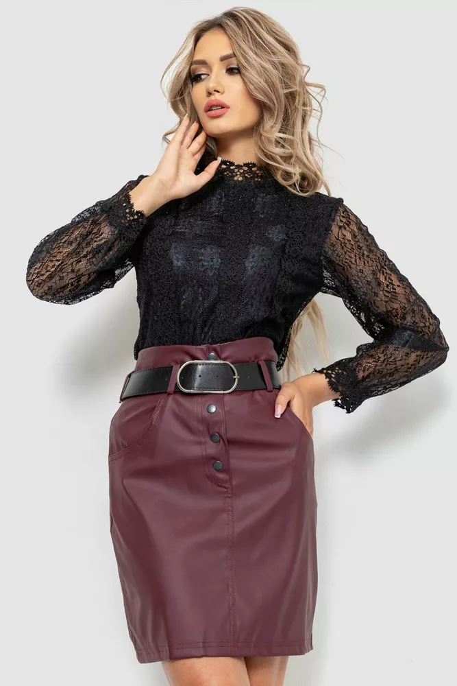 Купить Блуза женская классическая гипюровая, цвет черный, 204R154 - Фото №1
