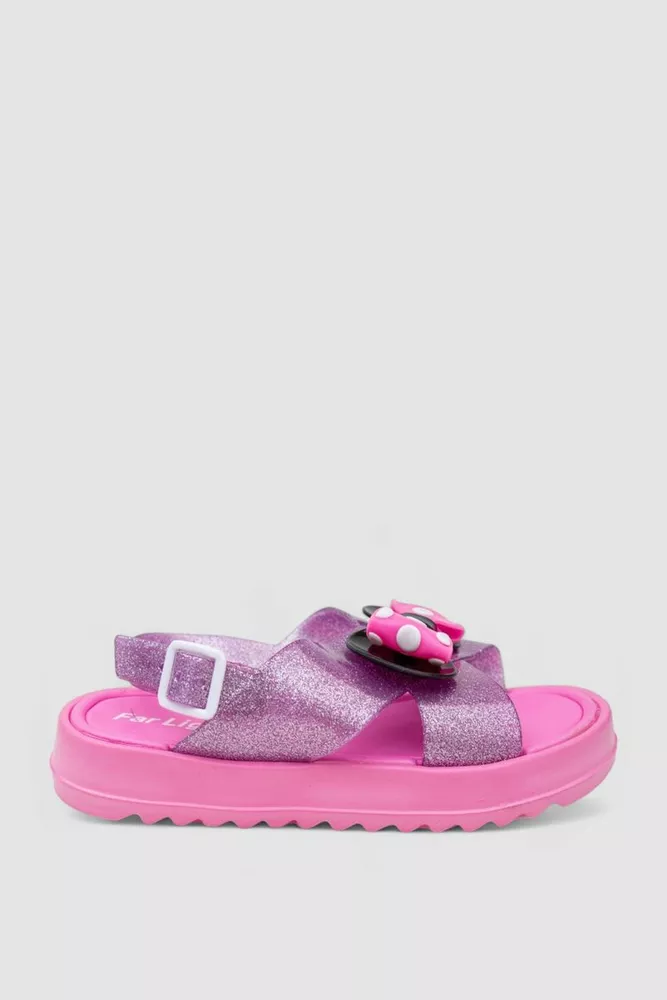 Купити Босоніжки дитячі для дівчаток, колір бузково-рожевий, 243R8434-14 оптом - Фото №1