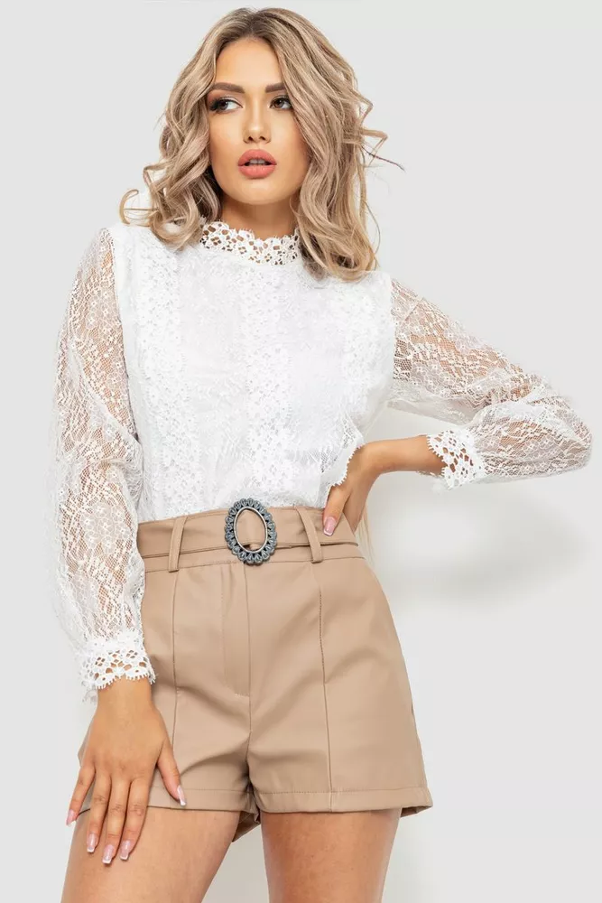 Купити Блуза жіноча класична гіпюрова, колір білий, 204R154 оптом - Фото №1