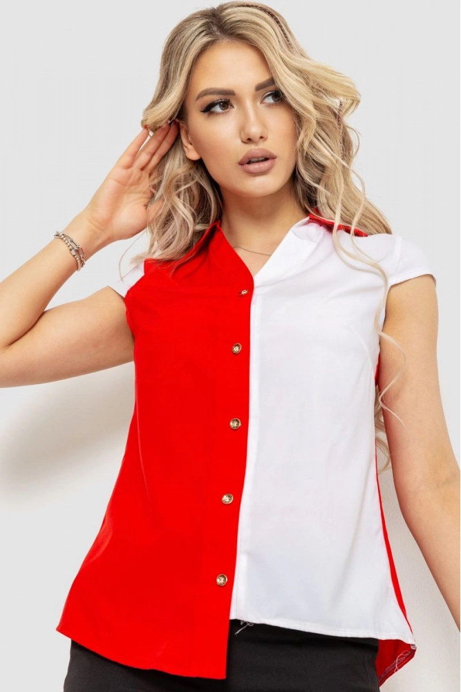 Купити Блуза двухцветная  -уцінка, колір червоний, 230R99-U-11 - Фото №1
