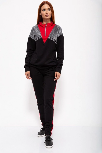Спорт костюм жін., колір чорно-червоний, 102R070