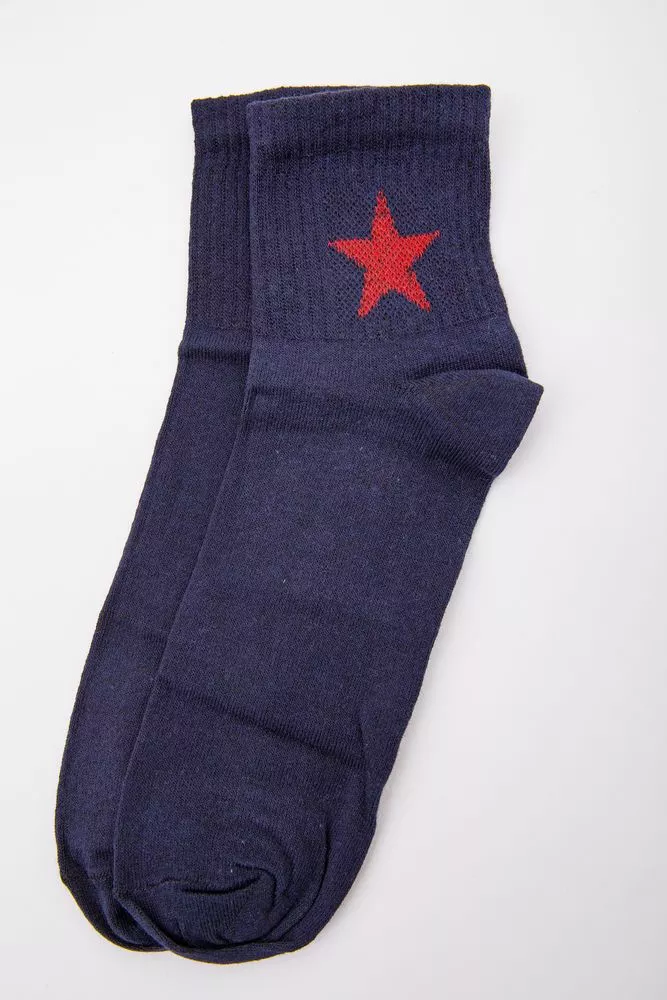 Купити Чоловічі шкарпетки середньої довжини, темно-синього кольору, 167R412 оптом - Фото №1
