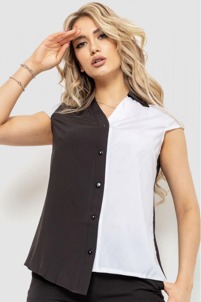 Купити Блуза двухцветная  -уцінка, колір чорно-білий, 230R99-U-2 - Фото №1