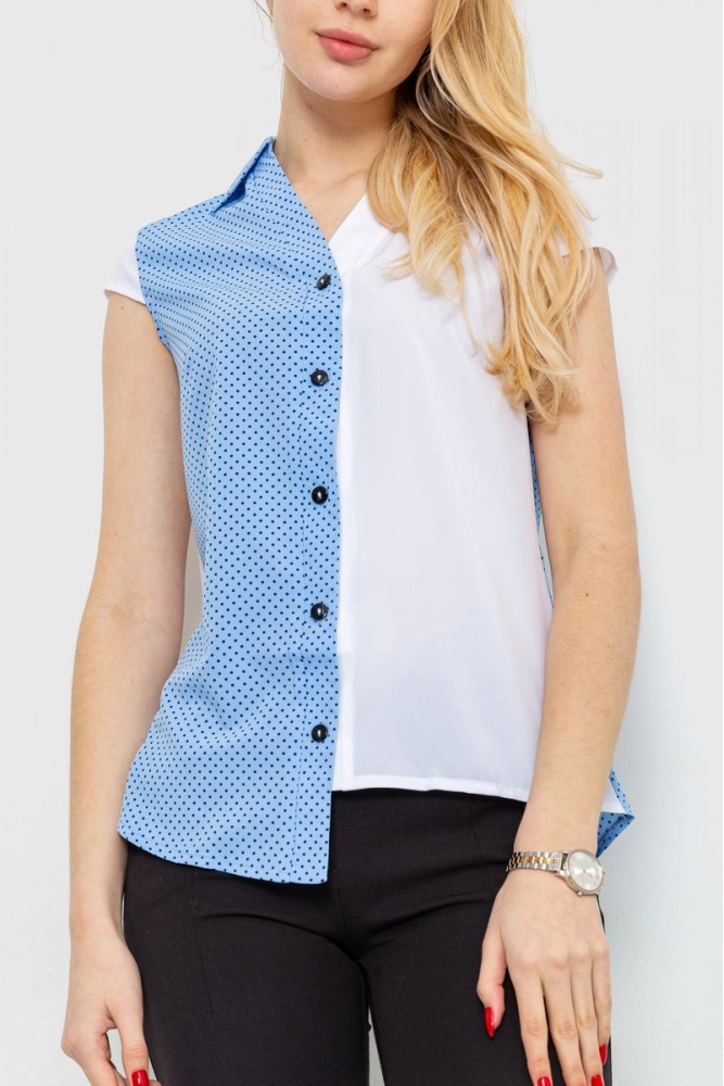Купити Блуза з принтом  -уцінка, колір біло-блакитний, 230R99-6-U - Фото №1