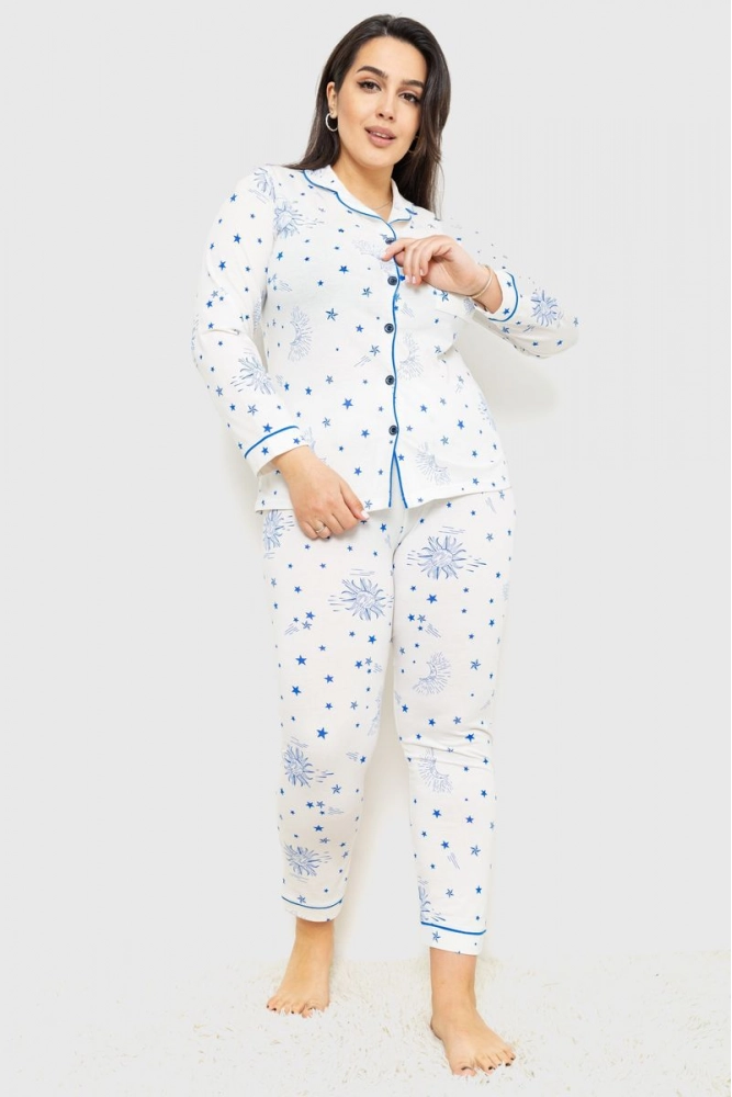 Купить Пижама женская с принтом, цвет молочно-синий, 231R6892 - Фото №1