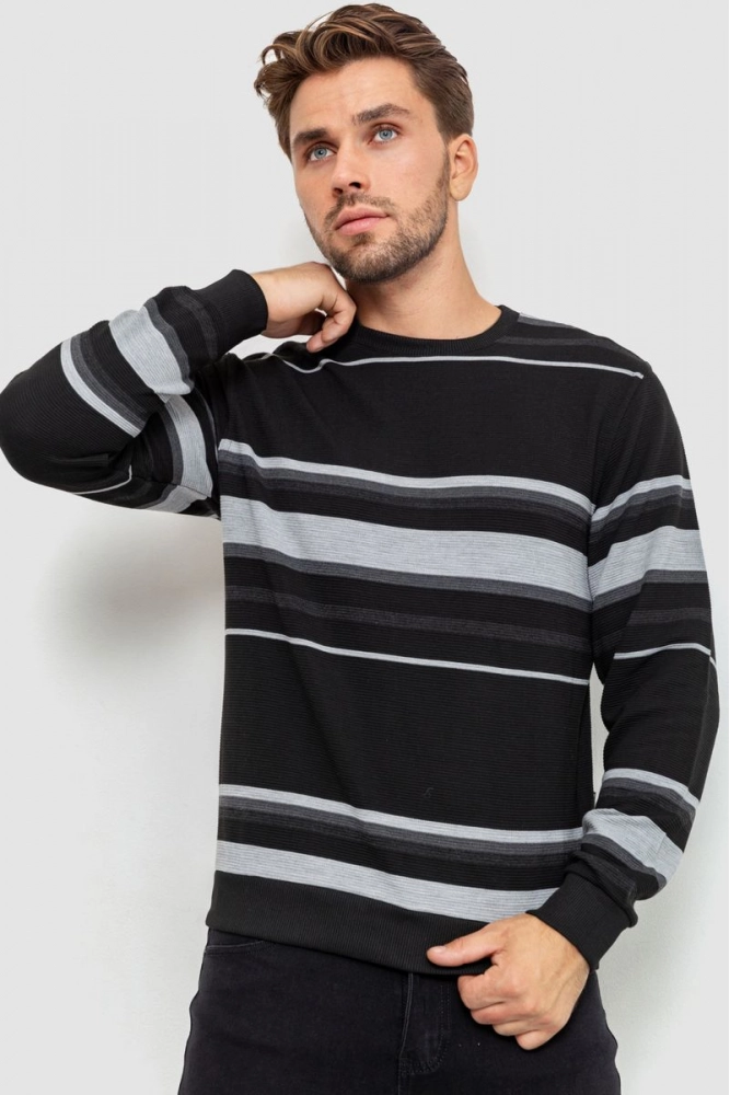 Купить Пуловер мужской, цвет черно-серый, 235R21783 оптом - Фото №1