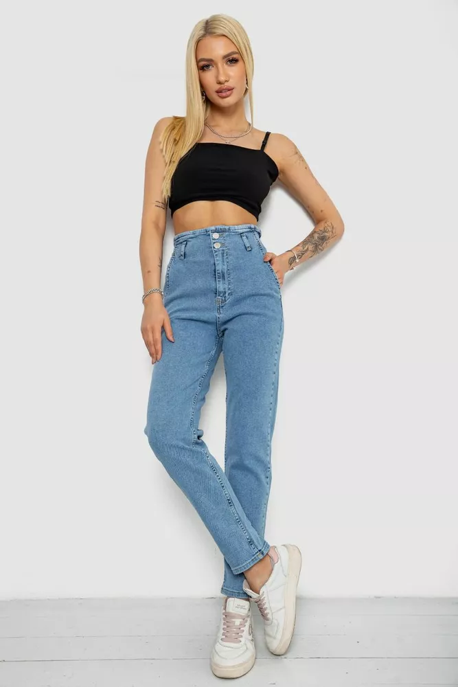 Купить Джинсы женские Mom-fit, цвет голубой, 244R1640S20 - Фото №2