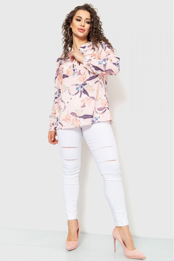 Купити Блуза з принтом, колір персиковий, 230R96-22 - Фото №1