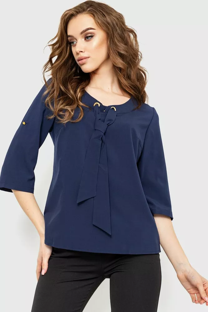 Купити Блуза однотонна, колір темно-синій, 230R150 оптом - Фото №1